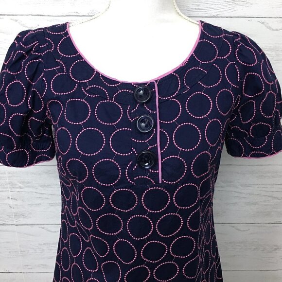 Lilly Pulitzer Women's Dress Navy and Pink Print Short Sleeve Cotton size 4 - Picture 2 of 10